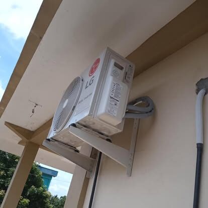 LG outdoor unit mounted on external building wall